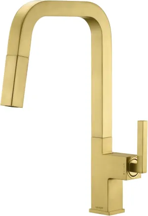 Brushed Gold Kitchen Faucet with Pull Down Sprayer, Lava Odoro Gold Single Handle Kitchen Sink Faucet, Gold Faucet for Kitchen Sink with Magnetic Docking Spray Head, Deck Plate, KF182-SG