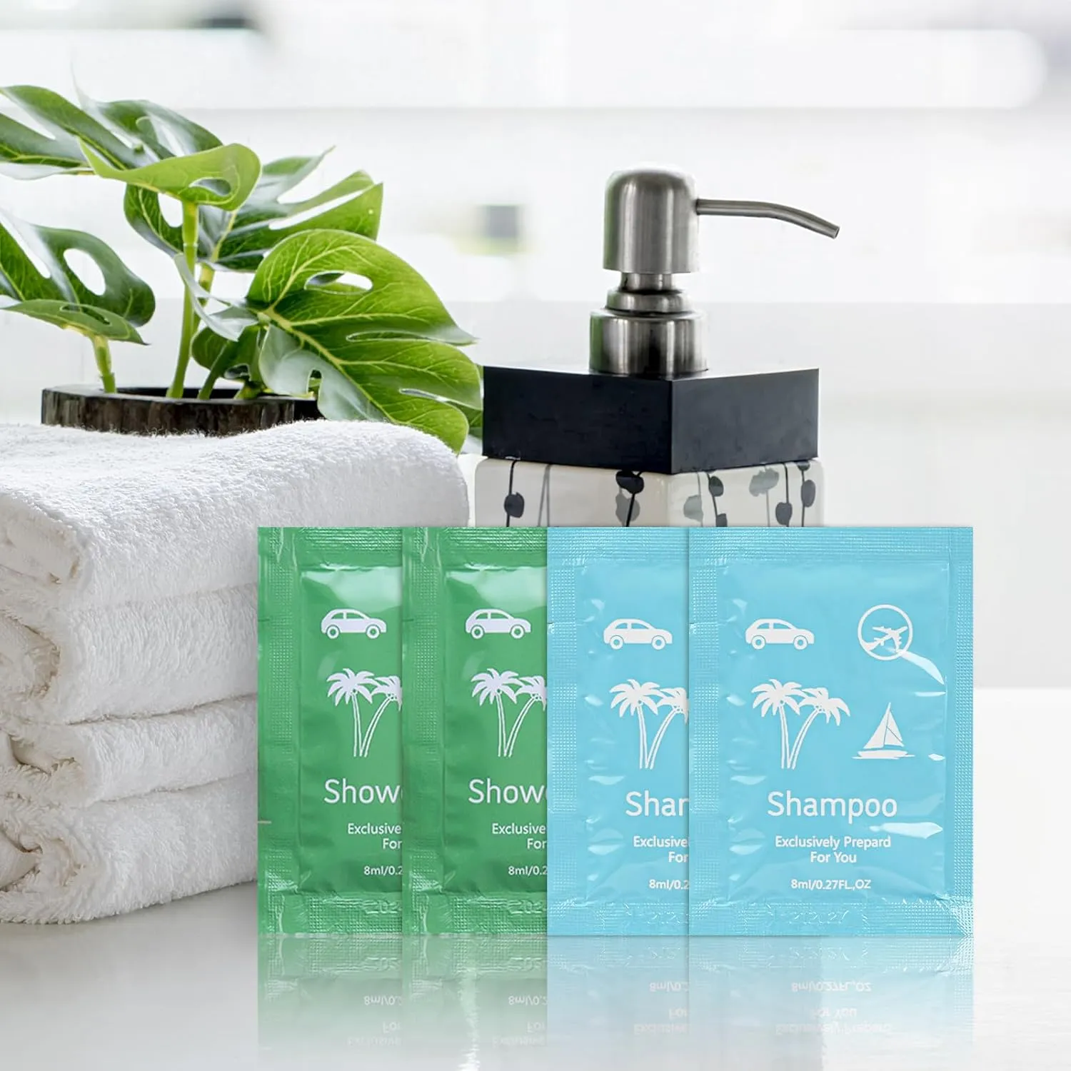 Bulk Hygiene Kits for Homeless ,Travel Size Body Wash and Shampoo Bulk 0.28fl Oz,Travel Size Shower Gel Set，Shampoo Bulk Travel Size ,Hotel Supplies for Guests (0.28fl Oz(Pack of 500), 500, Count)