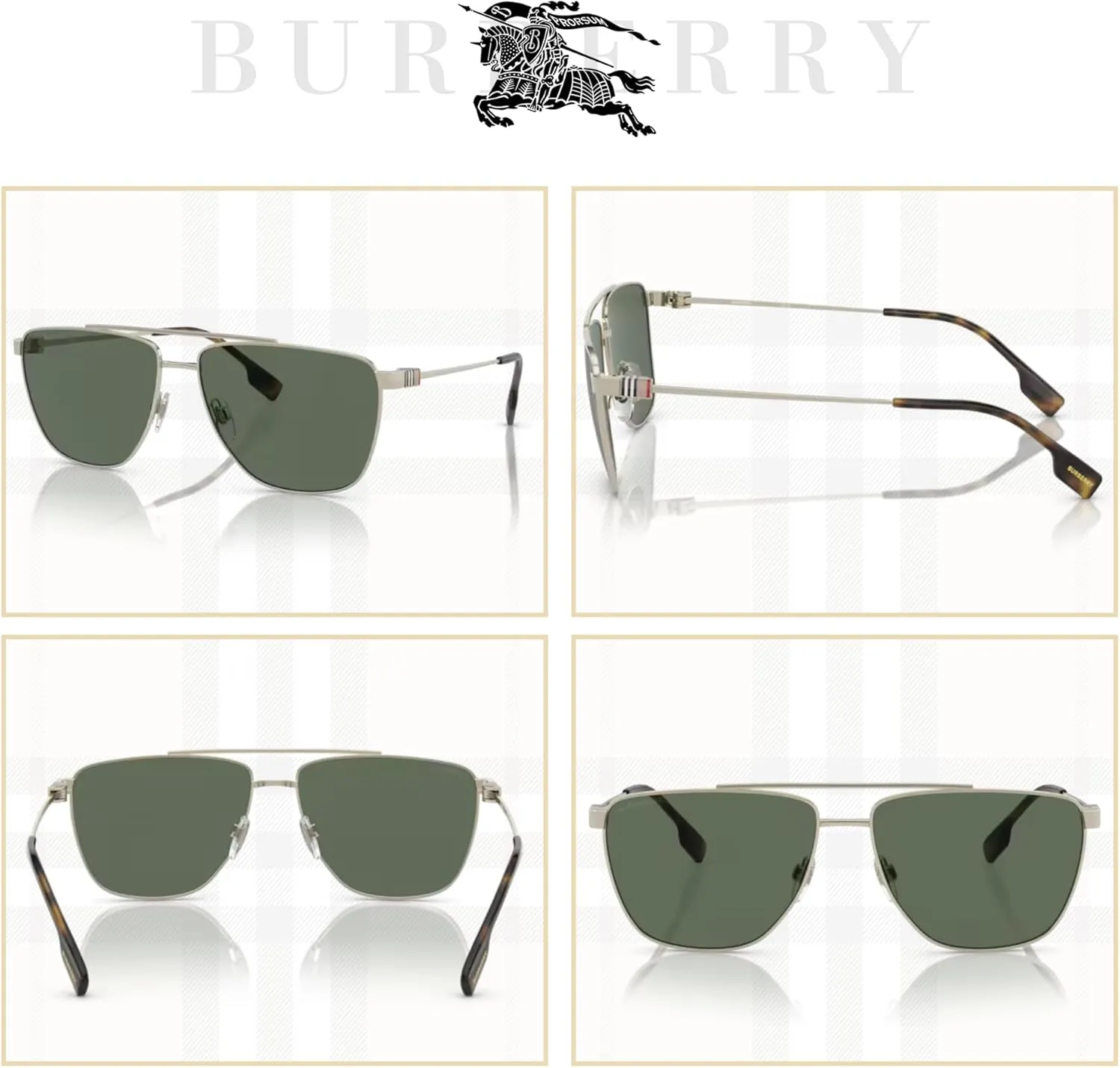 BURBERRY BE3141 Aviator Sunglasses for Men   BUNDLE With Designer iWear Complimentary Eyewear Kit