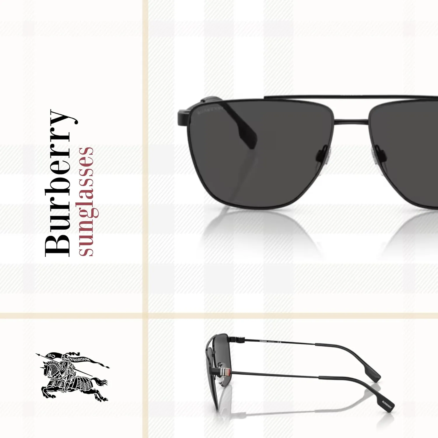 BURBERRY BE3141 Aviator Sunglasses for Men   BUNDLE With Designer iWear Complimentary Eyewear Kit