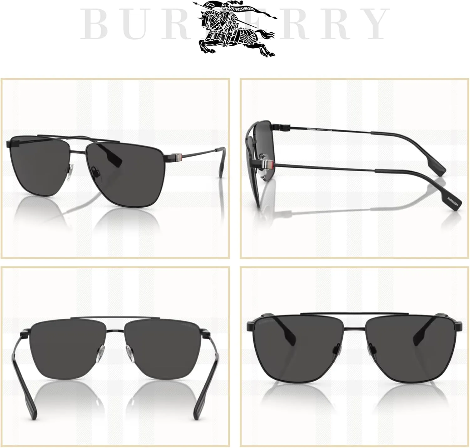 BURBERRY BE3141 Aviator Sunglasses for Men   BUNDLE With Designer iWear Complimentary Eyewear Kit