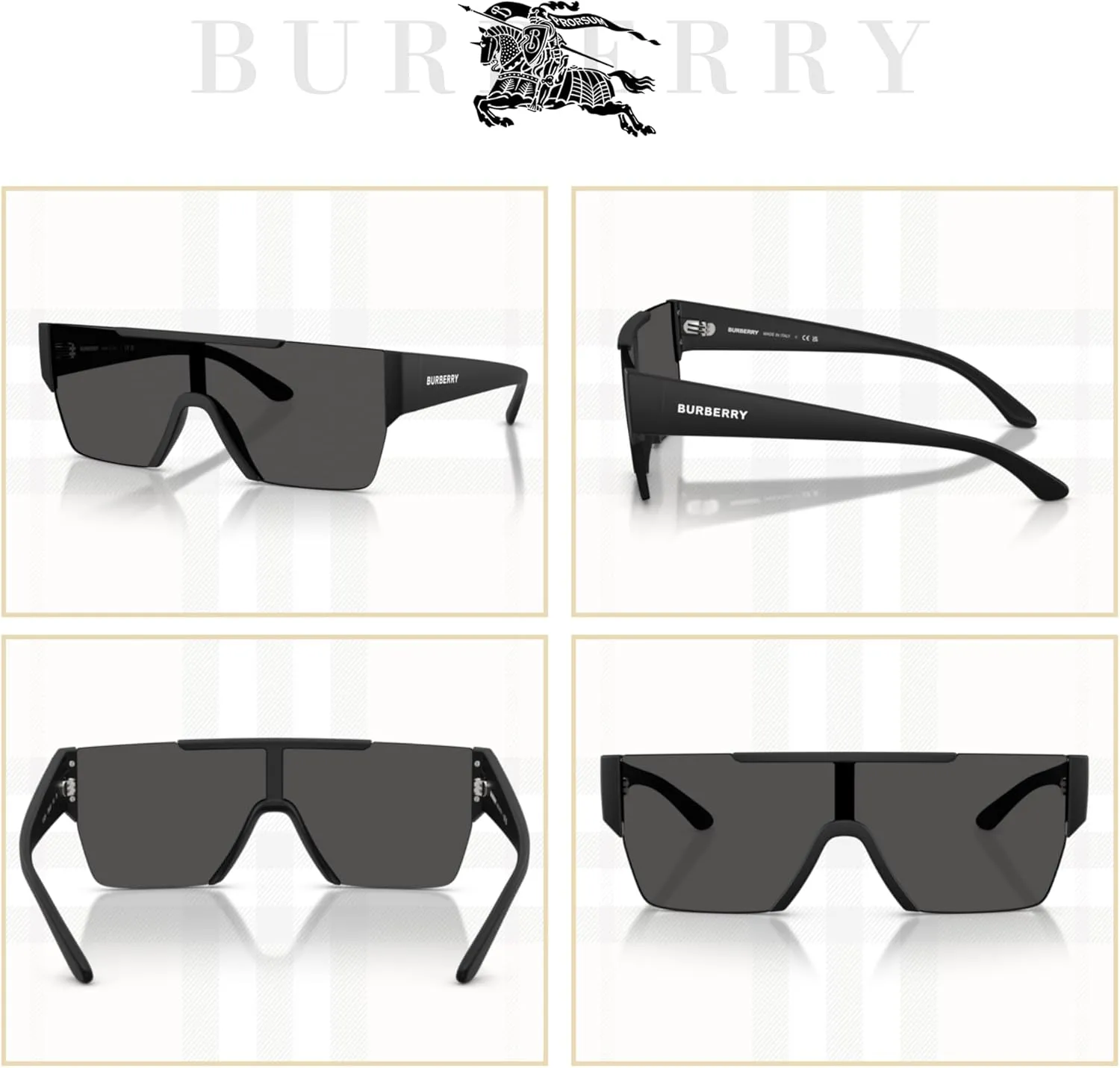 BURBERRY BE4291 Rectangle Sunglasses for Men   BUNDLE with Designer iWear Eyewear Kit