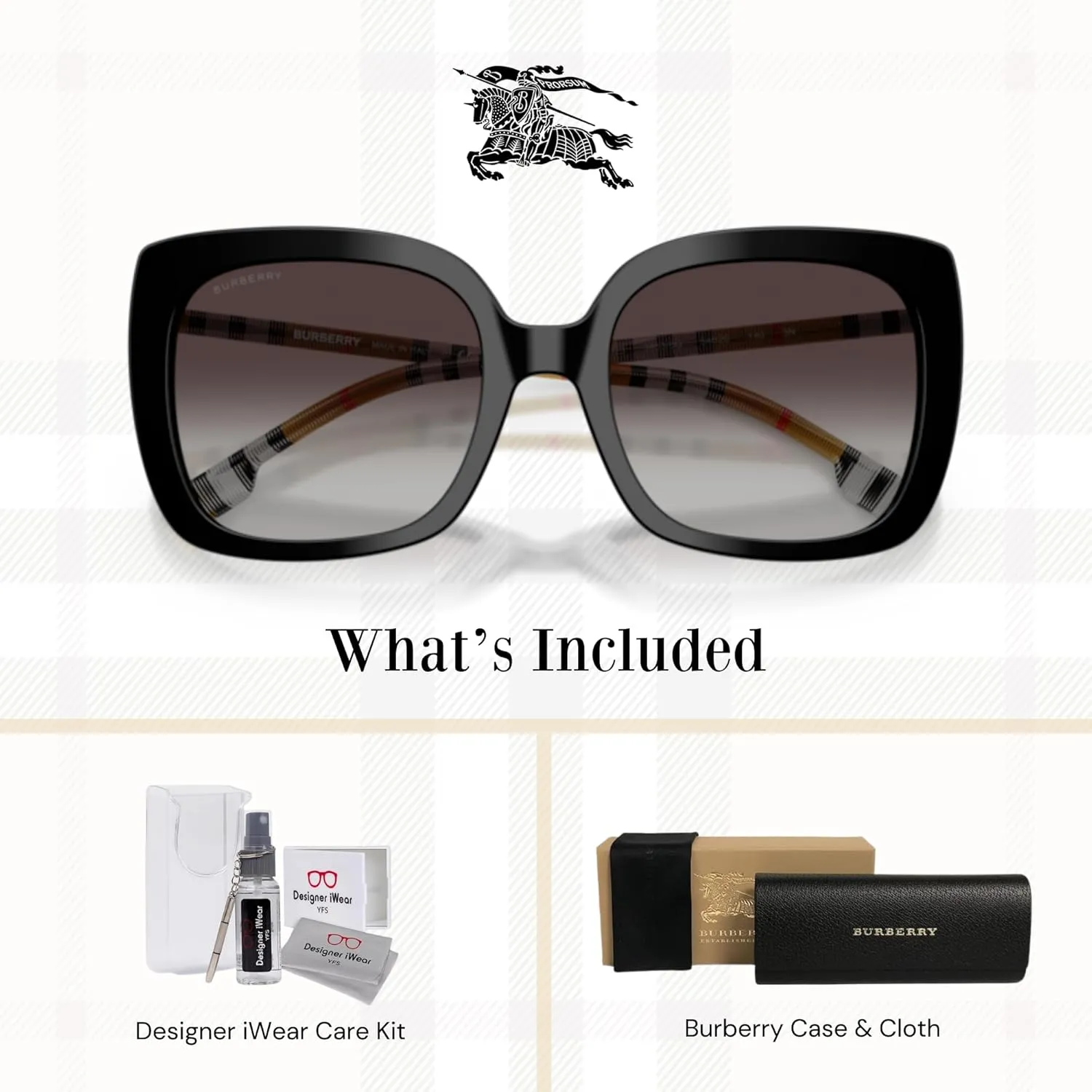 BURBERRY BE4323 Square Sunglasses for Women   BUNDLE with Designer iWear Eyewear Kit