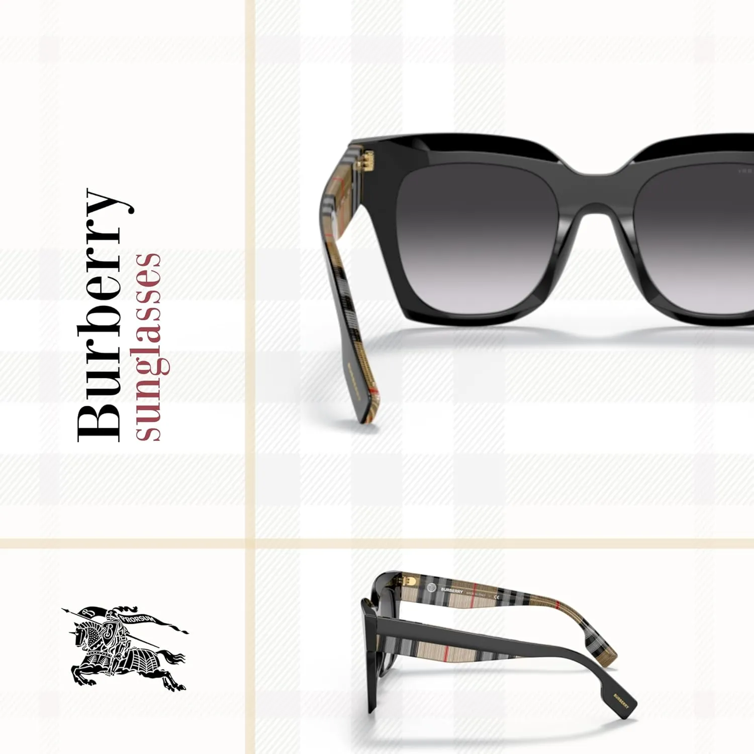 BURBERRY Kitty BE4364 Square Sunglasses for Women   BUNDLE With Designer iWear Eyewear Kit