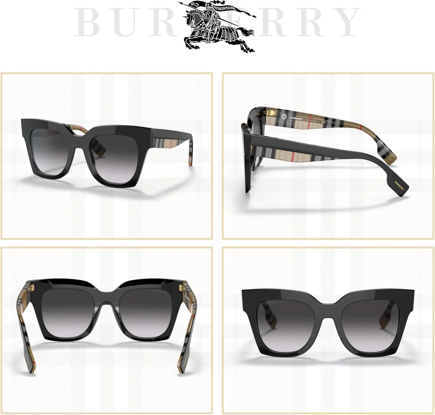 BURBERRY Kitty BE4364 Square Sunglasses for Women   BUNDLE With Designer iWear Eyewear Kit