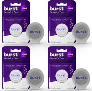 BURST Expanding Dental Floss (Mint Eucalyptus/160 Yards) | Stain Absorbing & Woven with Xylitol Coating to Fight Cavities | Vegan | Paraben Free
