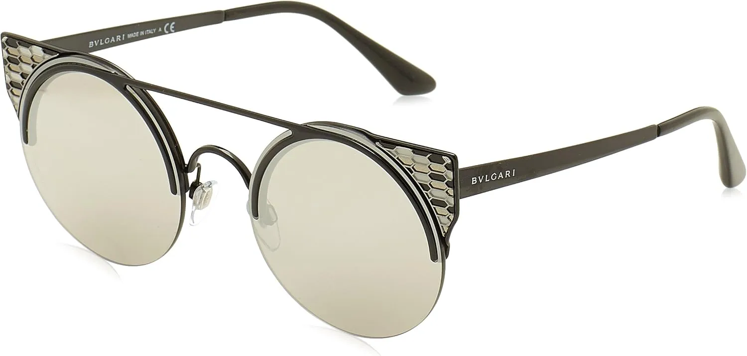 Bvlgari BV6088 Women's Sunglasses Black/Light Grey Mirror Silver 54