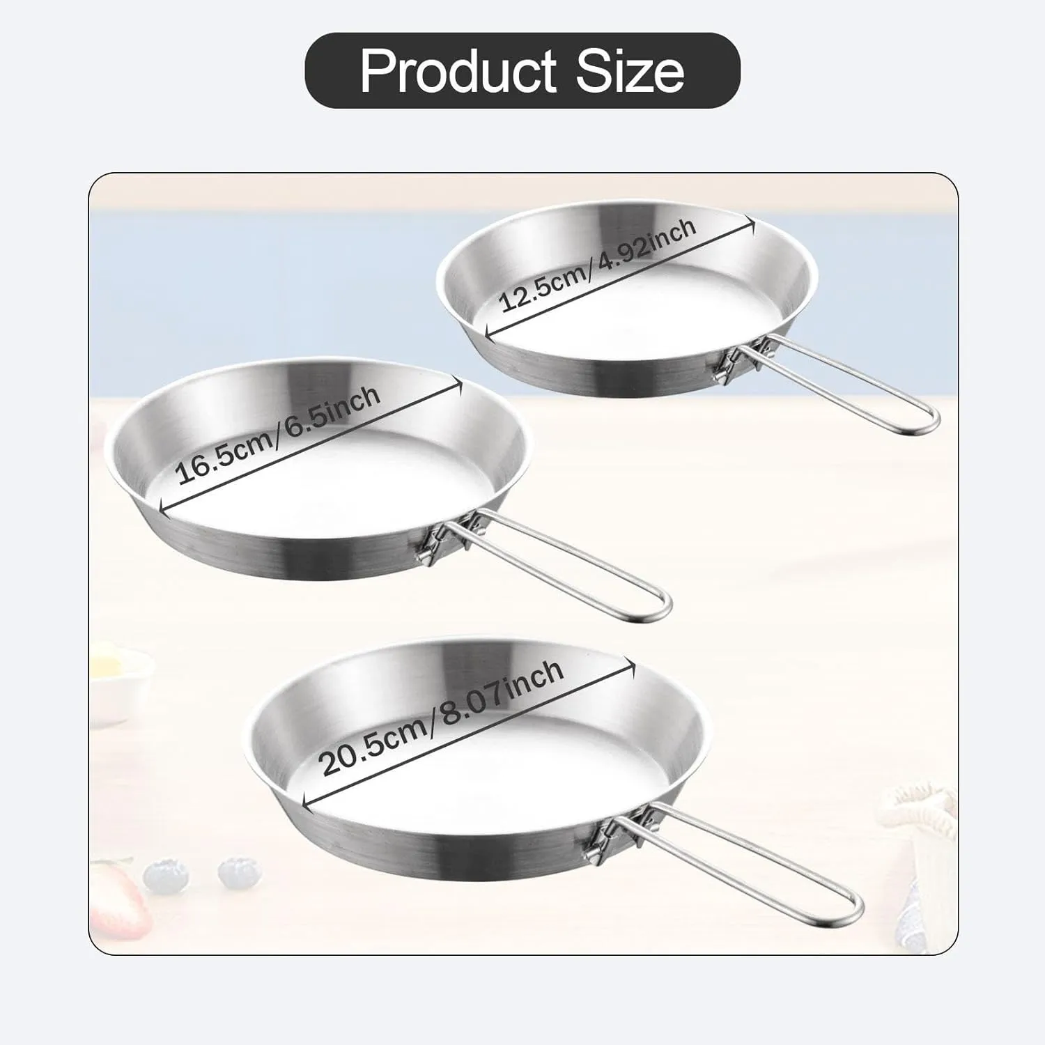 Camping Fry Pan Cookware Folding Handle Easy to Clean Heat Resistant Easy to Carry Portable Non Stick Skillet Pancake Maker, 16cm
