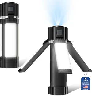 Camping Light Telescopic, Rechargeable LED Camping Lantern with 5 Lighting Modes, Collapsible Magnetic Camping Lantern for Emergency, Camping, Hiking (Black)