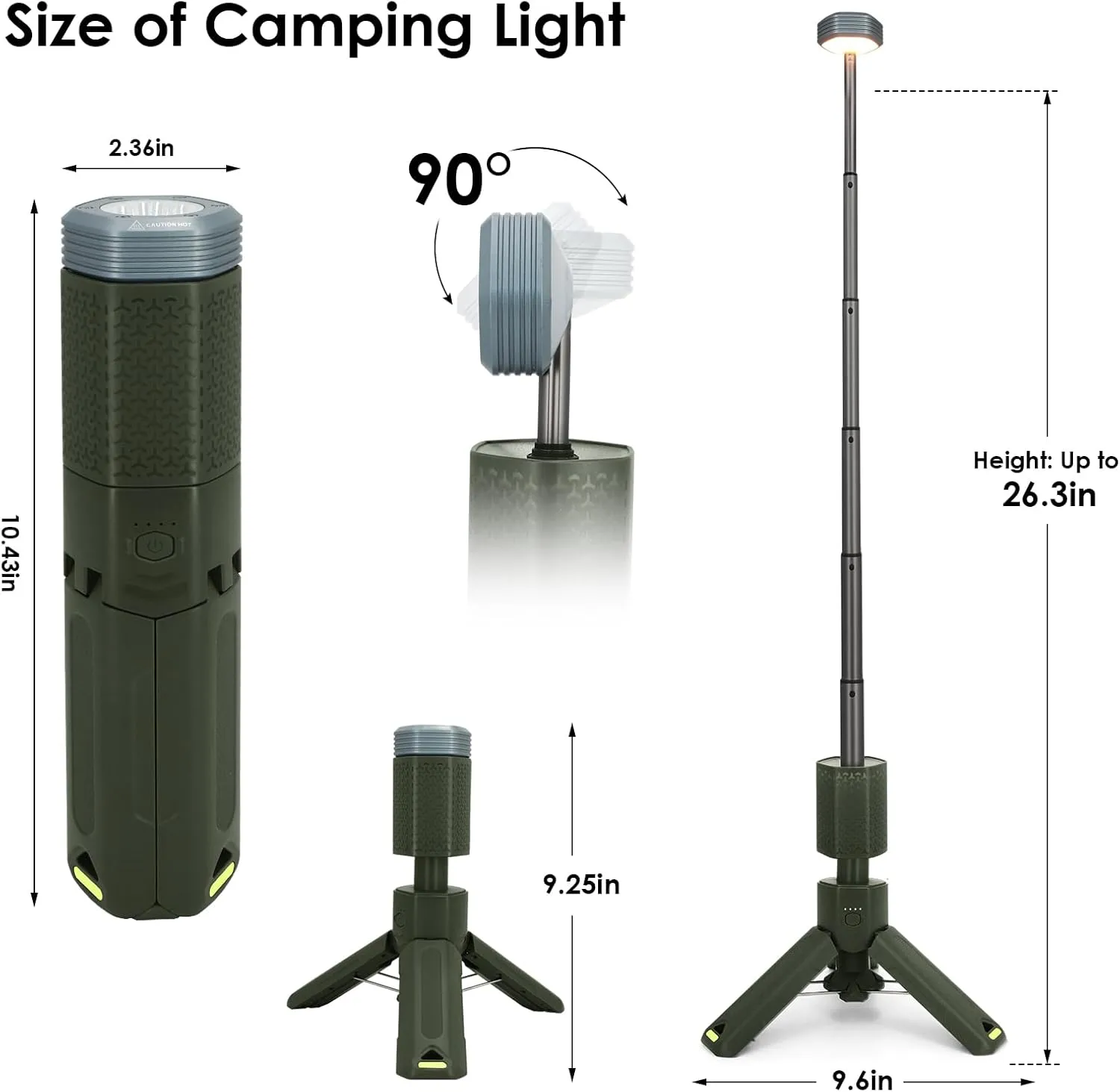 Camping Lights,Telescopic Camping Lantern with Storage Bag,7800mAh Rechargeable Outdoor Adventure Emergency Light,Waterproof LED Work Lights with Magnetic (Grass Green)
