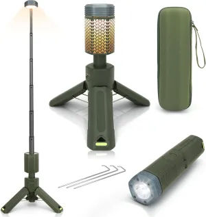 Camping Lights,Telescopic Camping Lantern with Storage Bag,7800mAh Rechargeable Outdoor Adventure Emergency Light,Waterproof LED Work Lights with Magnetic (Grass Green)