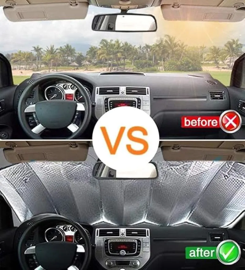 Car Accordion Folding Style Shade for Mazda Biante 2008-2018, Car Windshield Sun Shade, Window Sun Blocker, Blocks UV Rays Sun Visor Protector, Interior Accessories,L