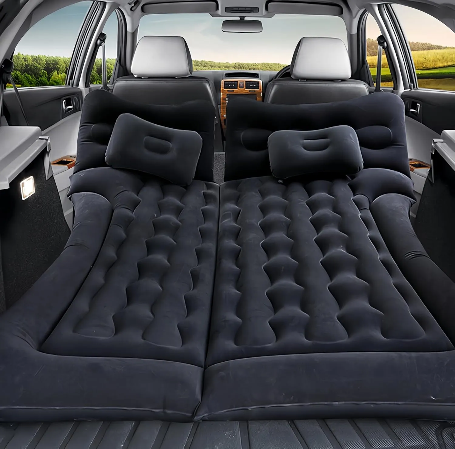 Car Air Bed Mattress for Genesis GV80 2021-2024, Portable Thickened Camping Cushion Inflatable Mat, Back Seat Trunk Sleeping Pad, for Outdoor Travel Home Camping,A Black