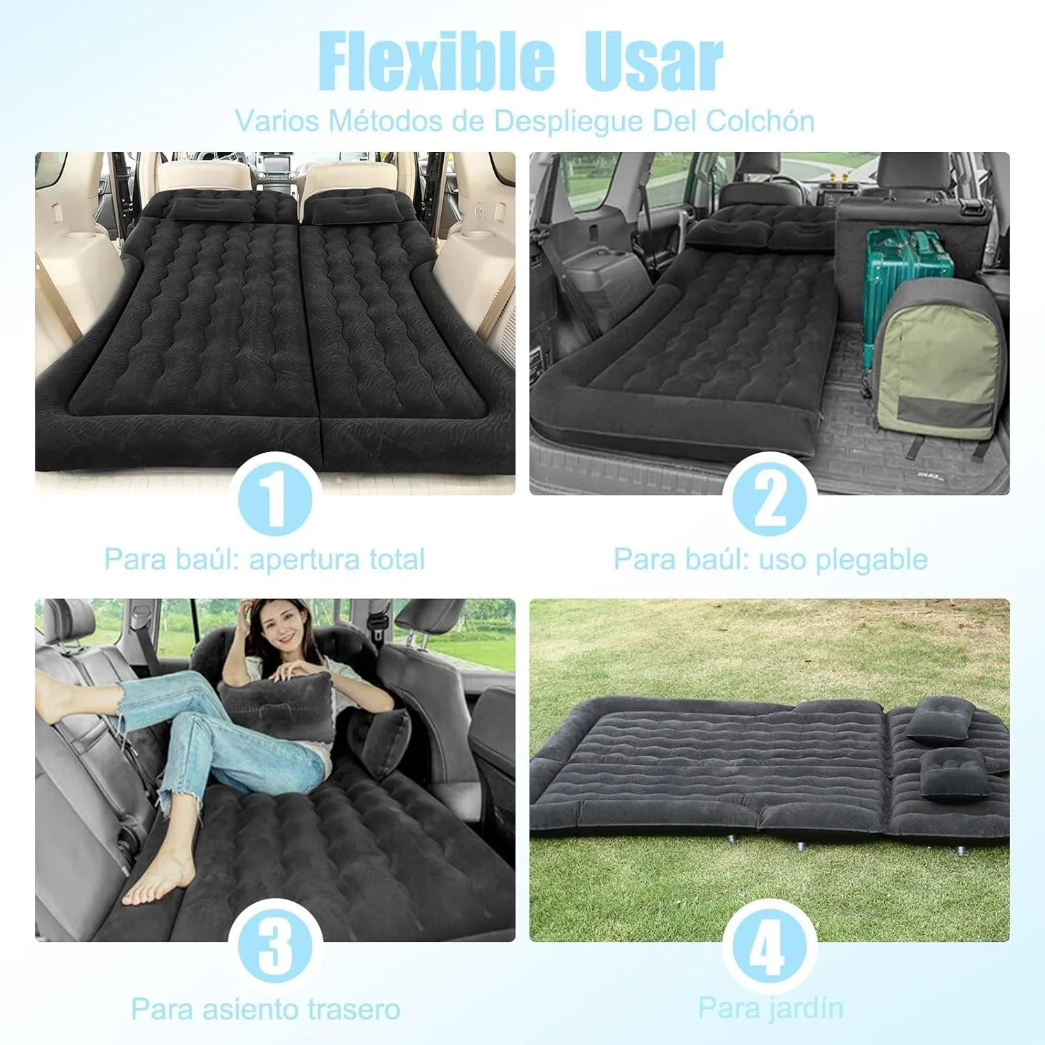 Car Air Mattress for Dodge Durango 2004-2018 2019 2020 2021 2022 2023 2024, Car Mattress Inflatable Bed Portable Foldable with Pillow Camping Travel Car Accessories,Black