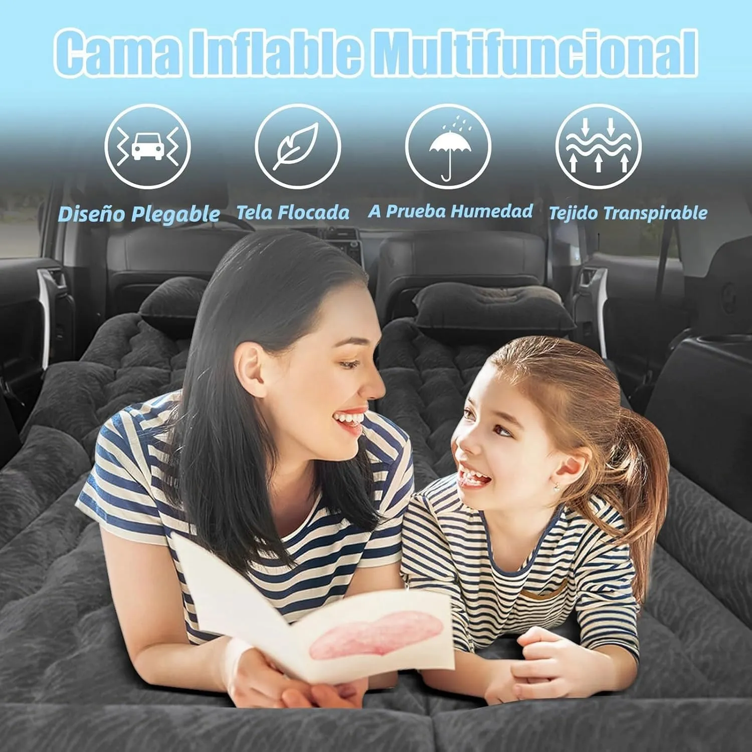 Car Air Mattress for Dodge Durango 2004-2018 2019 2020 2021 2022 2023 2024, Car Mattress Inflatable Bed Portable Foldable with Pillow Camping Travel Car Accessories,Black
