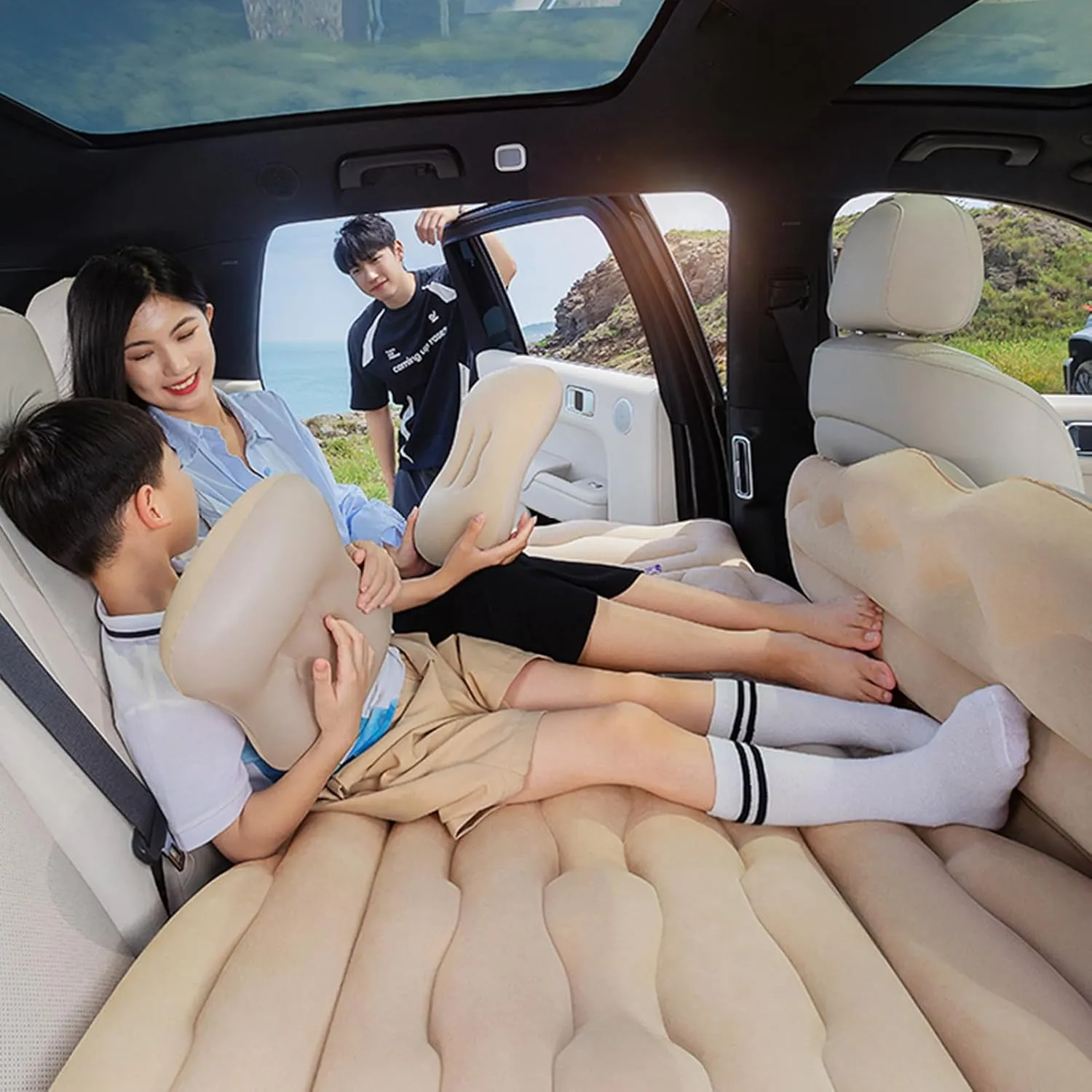 Car Air Mattress for Peugeot 2008 2021 2022 2023 2024 Thickened Durable Car Camping Air Mattress Bed with Air Pump Inflatable Sleeping Mat,A