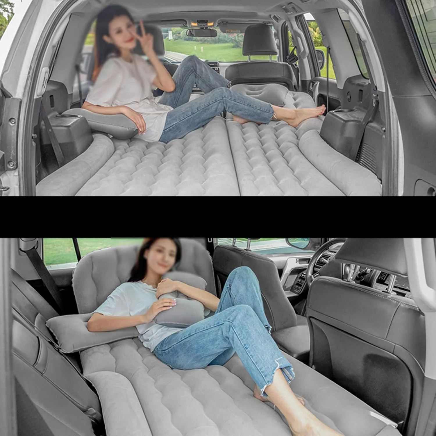 Car Air Mattress for Suzuki XL7 I 1998-2002 2003 2004 2005 2006, Car Mattress Inflatable Bed Portable Foldable with Pillow Camping Travel Car Accessories,Grey
