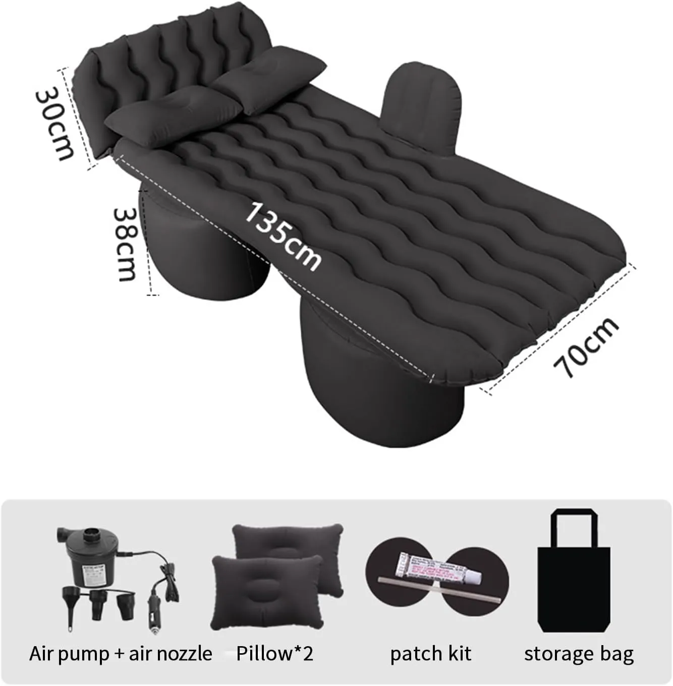 Car Air Mattress for Toyota Tacoma 2024, Inflatable Car Bed for Back Seat Sleeping, Soft Car Inflatable Bed Back Seat Mattress Airbed,C Black