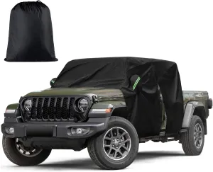 Car Cab Cover for Jeep Gladiator 2020-2025, Jeep Wrangler Covers 4 Door Waterproof with Driver Door Zipper Windproof Straps All Weather Snow Rain UV Protection