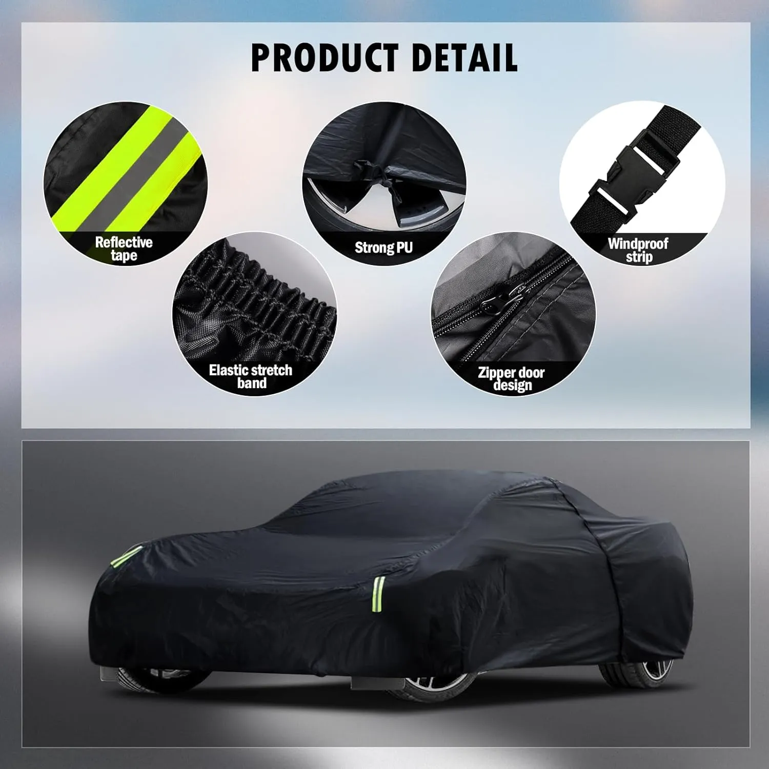 Car Cover Custom Fit for Chevrolet Corvette C4 C5 C6 C7 C8 1980–2025, Waterproof All Weather Full Exterior Cover Rain Sun Snow Protect with Door Zipper (Not Include Mirror Pocket)