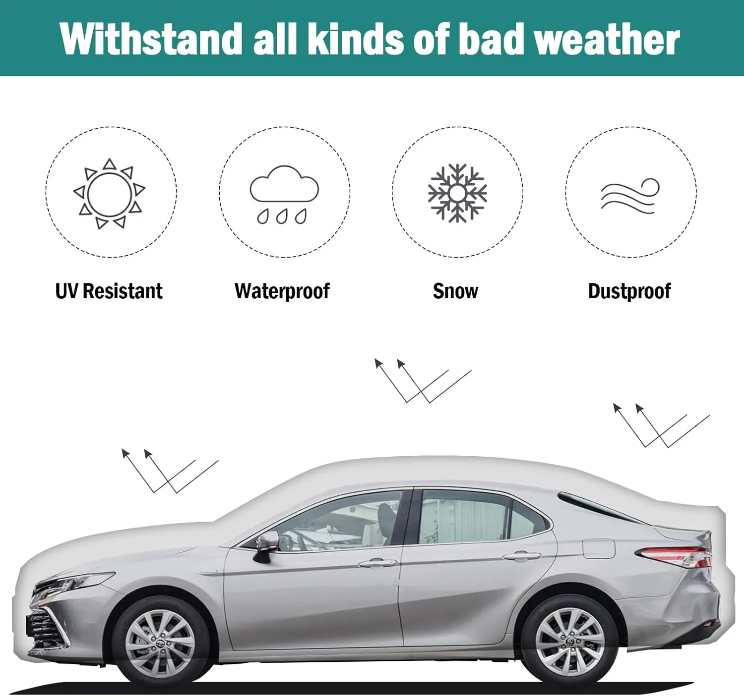 Car Cover Custom Fit for Toyota Camry 1996-2025, for Honda Accord 2001-2025, Waterproof All Weather for Automobiles Full Exterior Cover Rain Sun UV Protection with Door Zipper