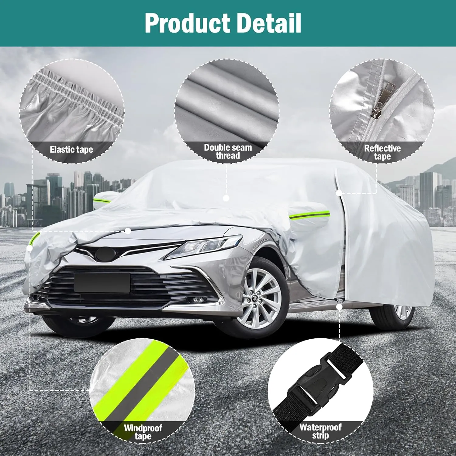 Car Cover Custom Fit for Toyota Camry 1996-2025, for Honda Accord 2001-2025, Waterproof All Weather for Automobiles Full Exterior Cover Rain Sun UV Protection with Door Zipper