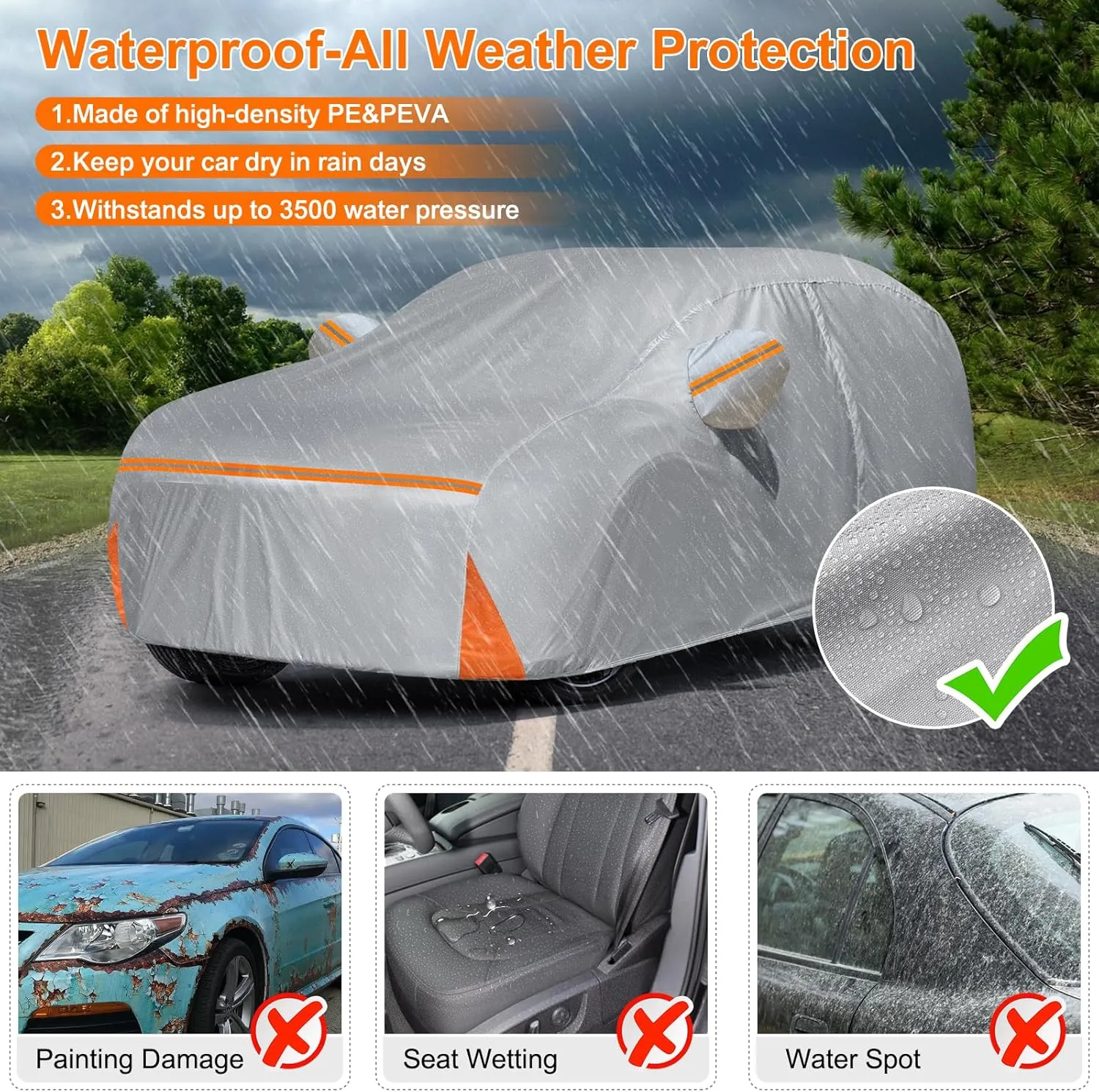 Car Cover for 2009-2025 Audi Q5/SQ5, Waterproof Custom-fit All Weather Sun Rain UV Dust Snow Protection Outdoor Q5 Full Car Cover with Door Zipper and Cotton Lining-Gray