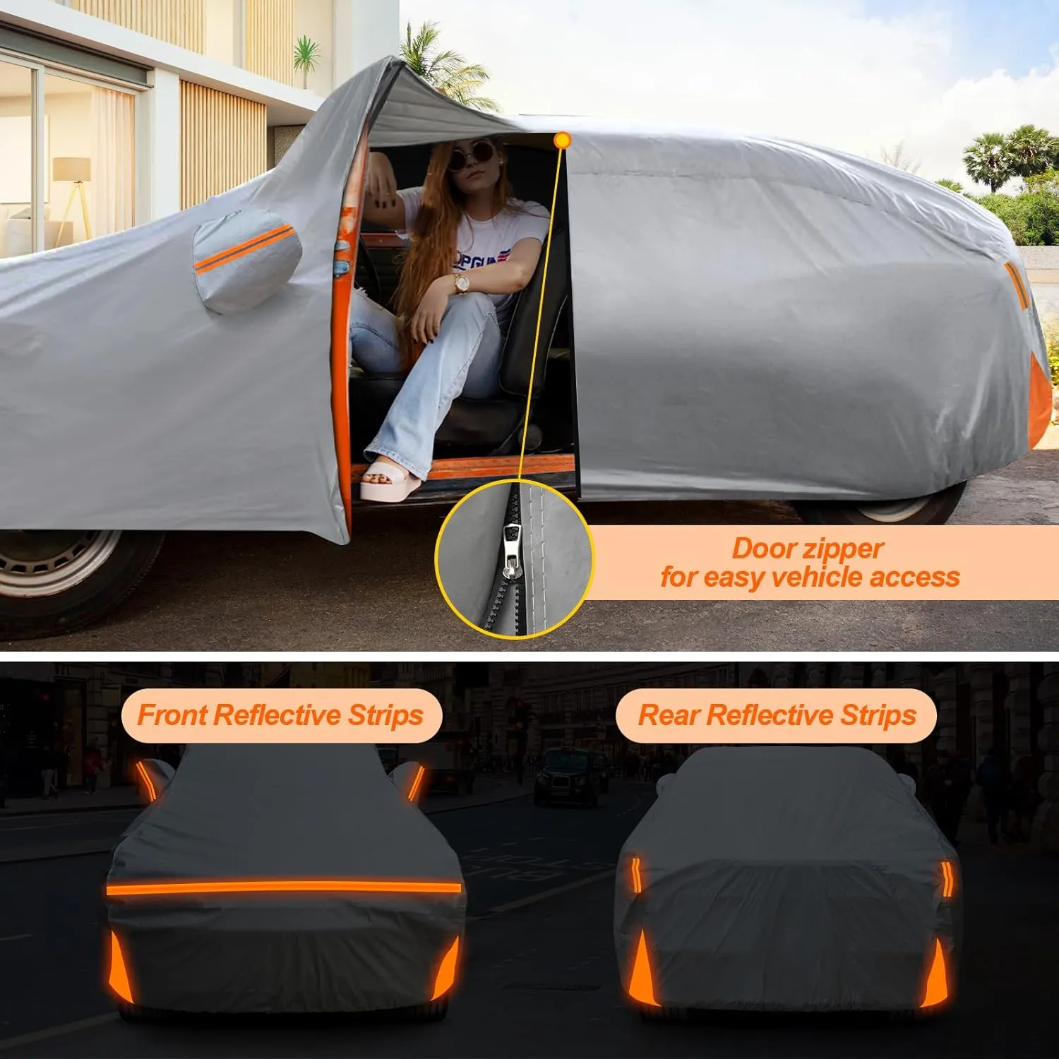 Car Cover for 2018-2025 Cadillac XT4, Waterproof Custom-fit Sun Rain Dust Snow Wind All Weather Protection Outdoor XT4 Full Car Cover with Cotton Lining and Door Zipper-Gray