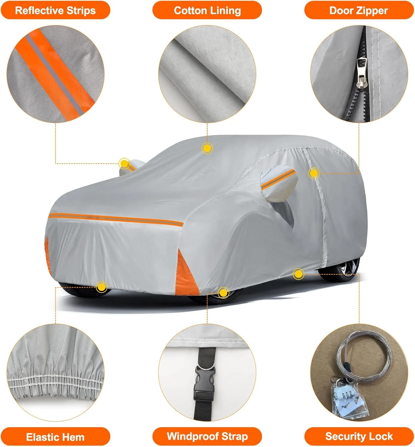 Car Cover for 2018-2025 Cadillac XT4, Waterproof Custom-fit Sun Rain Dust Snow Wind All Weather Protection Outdoor XT4 Full Car Cover with Cotton Lining and Door Zipper-Gray