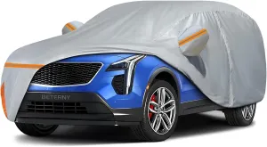 Car Cover for 2018-2025 Cadillac XT4, Waterproof Custom-fit Sun Rain Dust Snow Wind All Weather Protection Outdoor XT4 Full Car Cover with Cotton Lining and Door Zipper-Gray