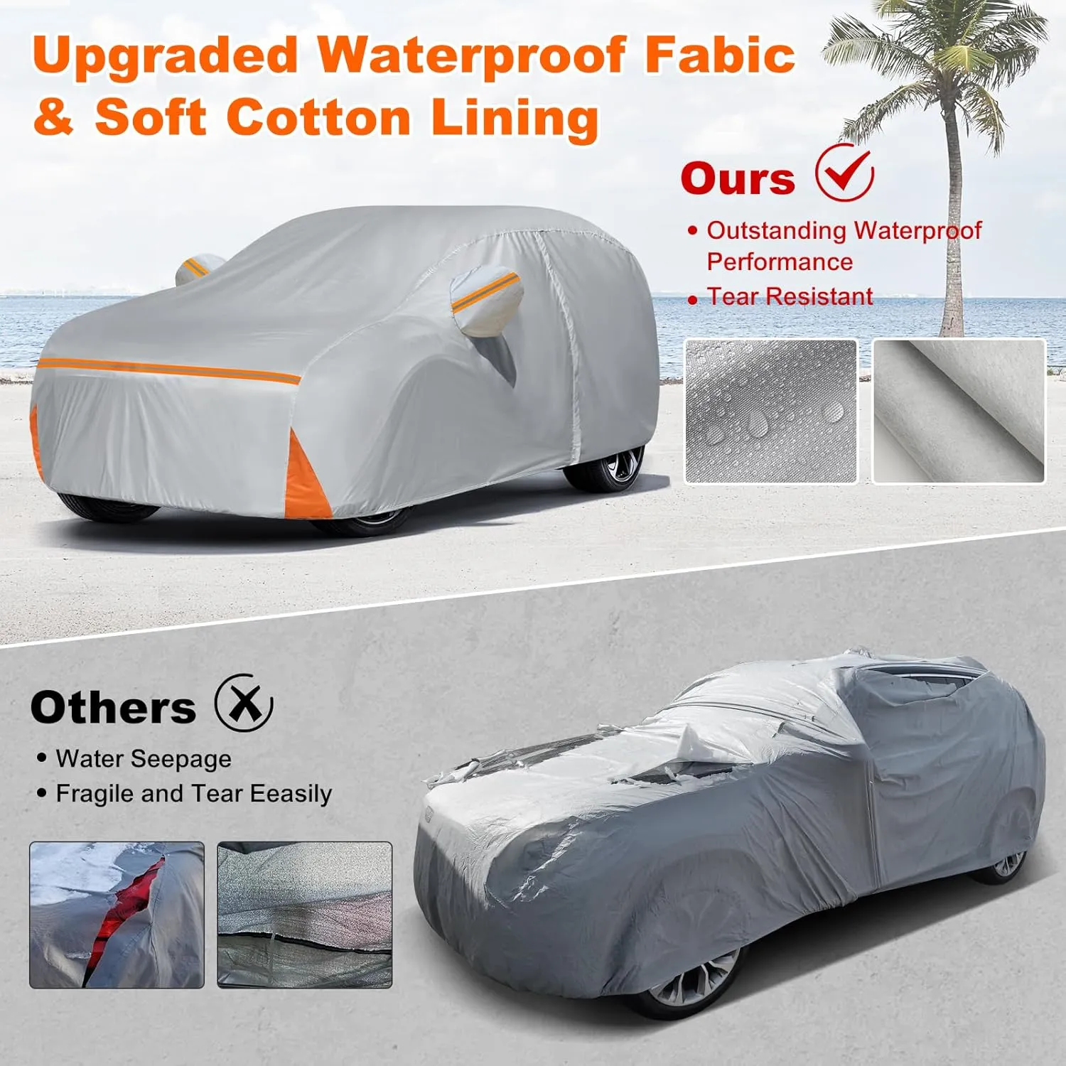 Car Cover for Mercedes Benz ML/GLE Class 250 280 300 320 350 450 (2006-2025), Waterproof Custom-fit All Weather Sun Rain UV Dust Snow Protection Outdoor Car Cover with Door Zipper and Cotton Lining