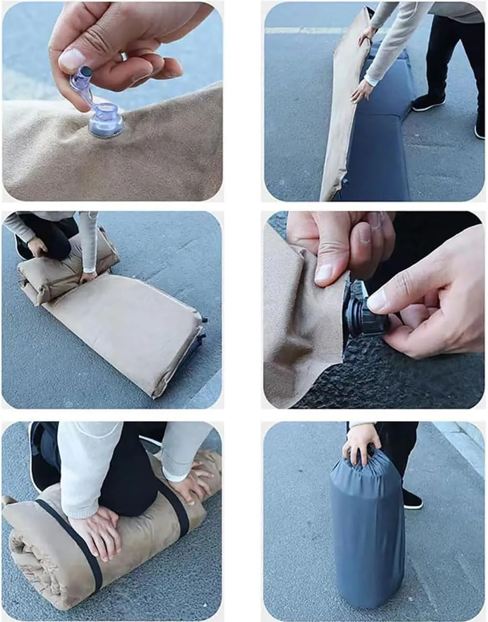 Car Inflatable Mattress for Volkswagen Atlas 7 Seats 2018 2019 2020 2021 2022 2023 2024 Portable Flocking Air Mattress Camping Travel Mattress Auto Accessories,Black