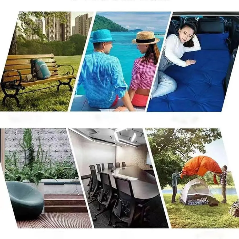 Car Inflatable Mattress for Volkswagen Atlas 7 Seats 2018 2019 2020 2021 2022 2023 2024 Portable Flocking Air Mattress Camping Travel Mattress Auto Accessories,Black