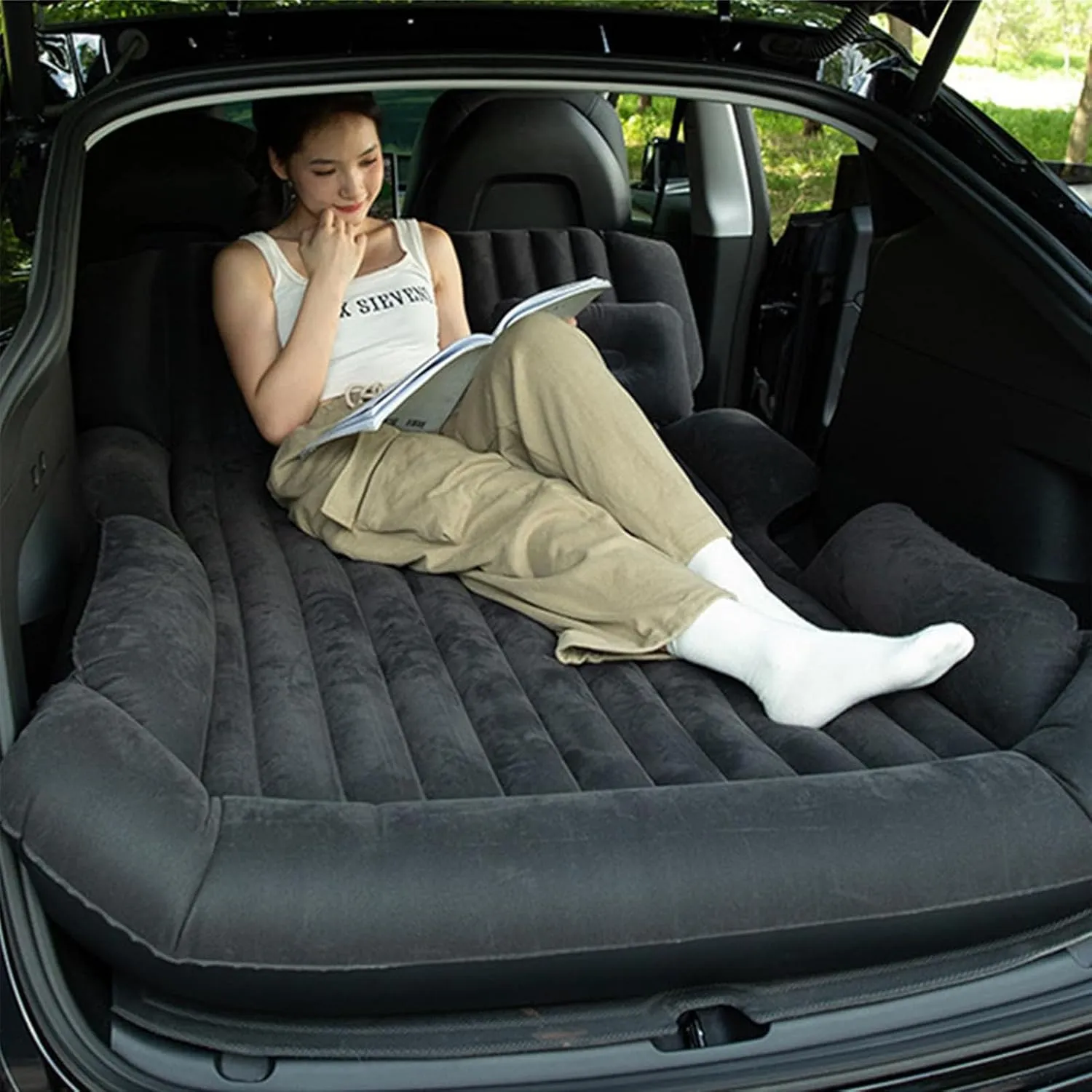 Car Inflation Bed Air Bed for Lexus LX 470/LX570/GX470/GX OR Double-Sided Inflatable Car Air Mattress Portable Air Sleeping Bed with Pillow,Black