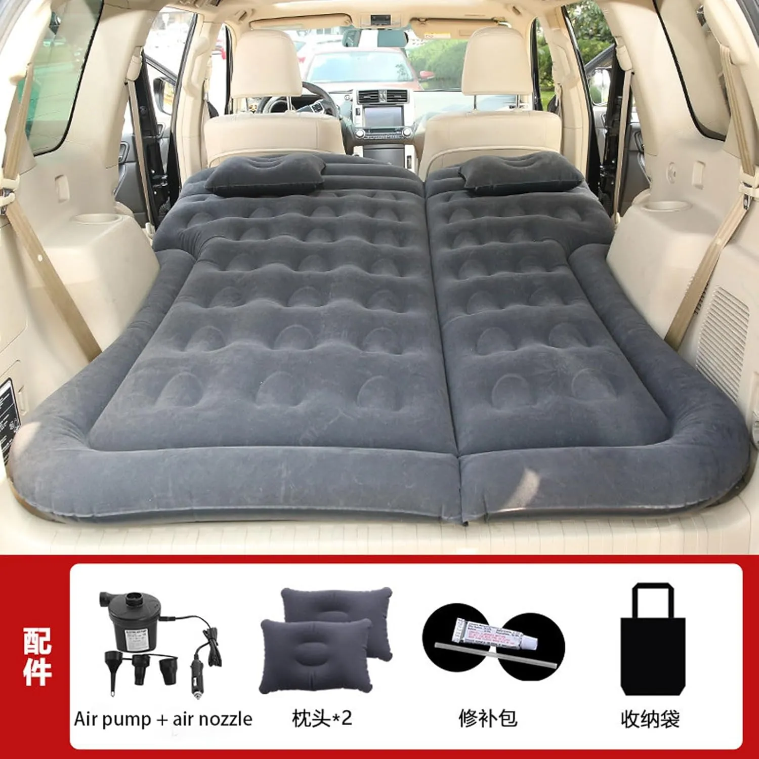 Car Mattress for Hyundai EON 2011 2012 2013 2014 2015 2016 2017 2018 2019, Portable Multifunctiona Outdoor Travel Nflatable Bed with Air Pump and Storage Bag Accessories,Black