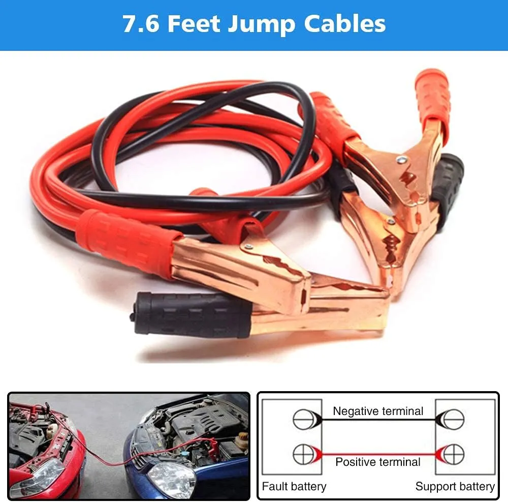 Car Roadside Emergency Kit, Vehicle Truck Safety Road Side Assistance Kits Auto Accessory, with Jumper Cables, First Aid Kit, Tow Rope, Reflective Triangle, Tire Pressure Gauge, etc