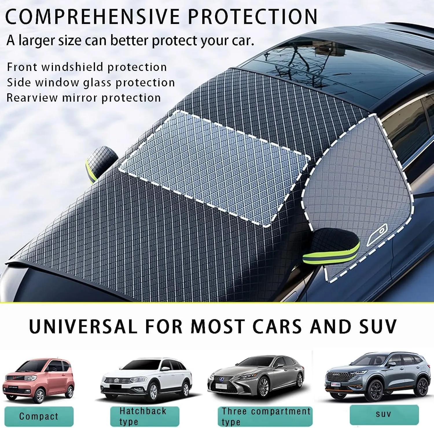 Car Windshield Cover for Mazda Biante 2008-2018,Snow Cover and with Side Wing Mirror Cover,B