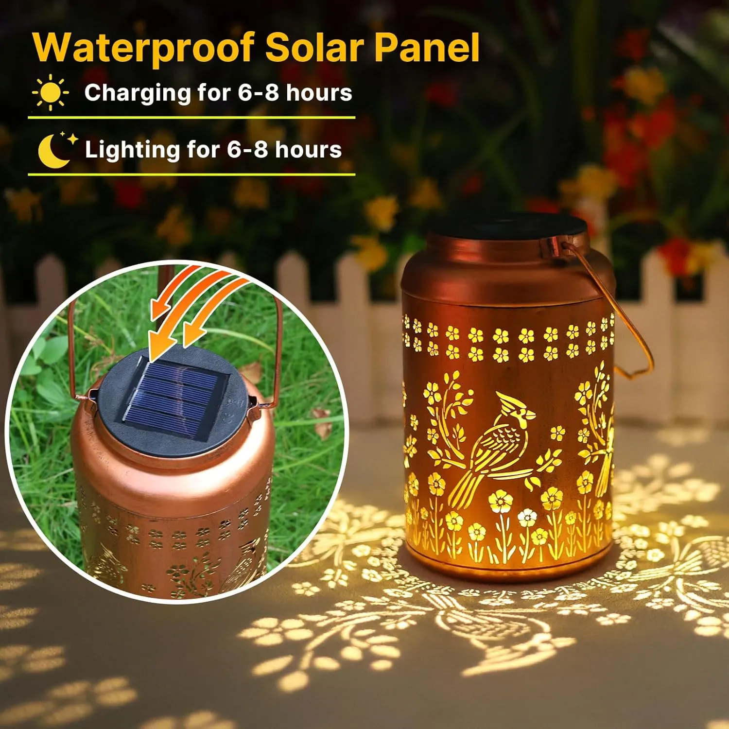 Cardinal Solar Lanterns Outdoor Waterproof Garden Decor Gifts for Women Mom Grandma Cardinal Hanging Solar Lights Christmas gifts Metal Bird Decorative Lantern for Yard, Patio, Lawn,Pathway, Landscape