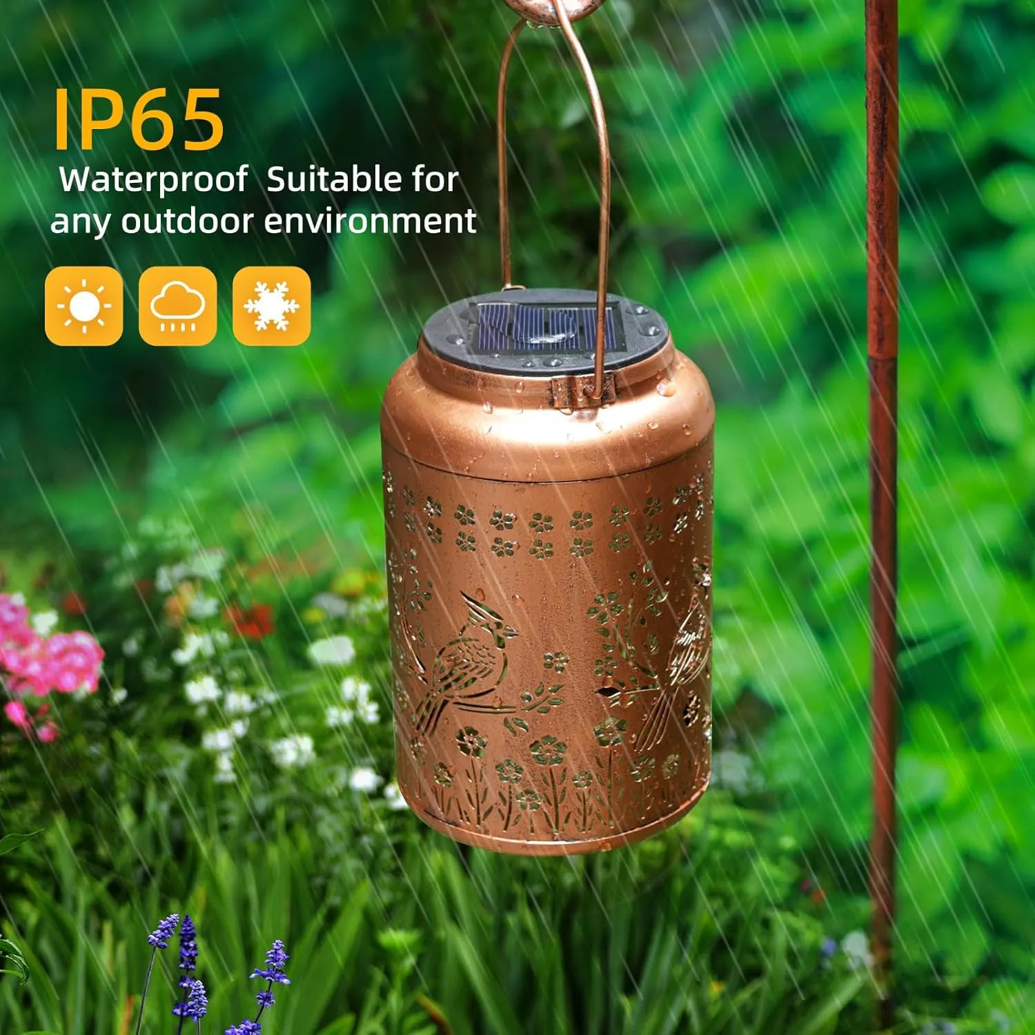 Cardinal Solar Lanterns Outdoor Waterproof Garden Decor Gifts for Women Mom Grandma Cardinal Hanging Solar Lights Christmas gifts Metal Bird Decorative Lantern for Yard, Patio, Lawn,Pathway, Landscape