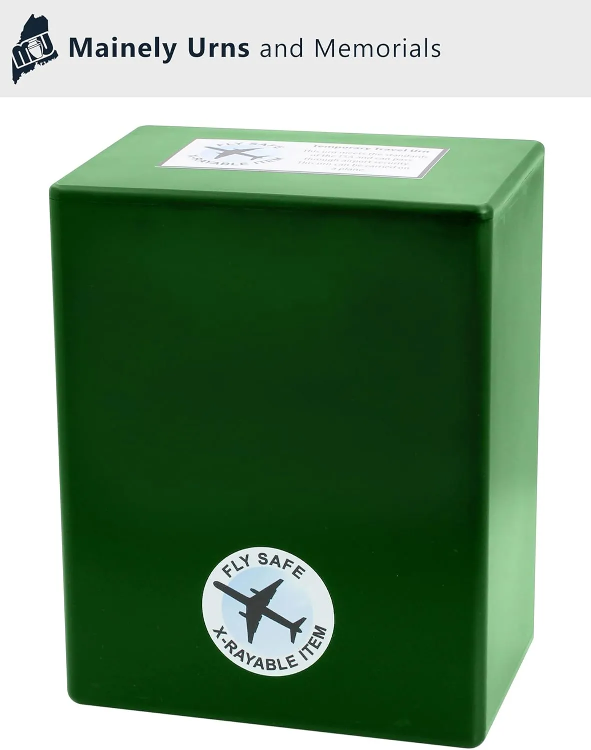CarrySafe TSA-Approved Travel Urn Kit – Guaranteed Fly-Safe Temporary Cremation Urn for Human Ashes – Personalized, Airline Friendly, 200 Cu in, Green Plastic with Travel Box