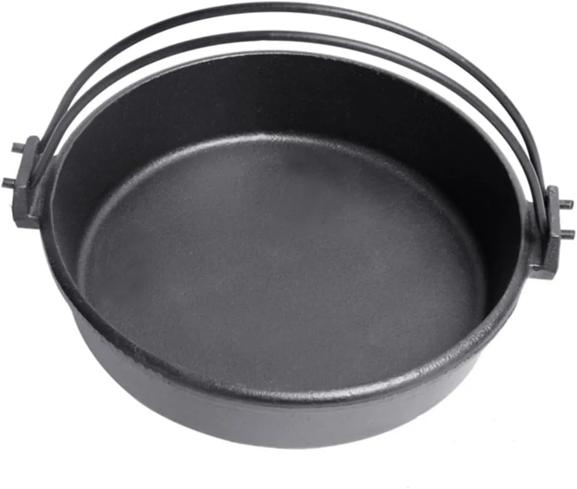 Cast Iron Cooking Pot Double Handles Large Capacity Camping Cookware for Outdoor Cooking for Stewing Chicken and Making Porridge and Easy to Handle