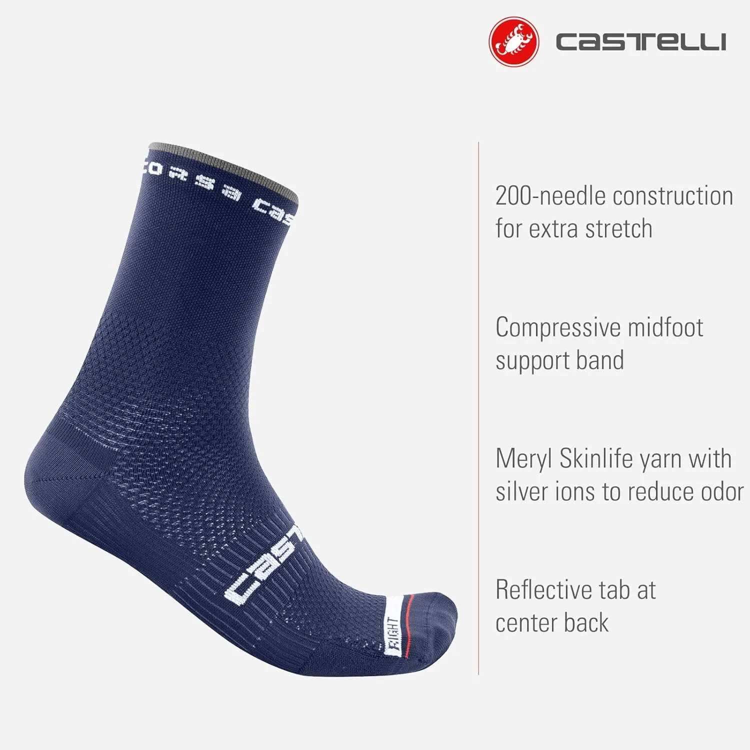CASTELLI Men’s Rosso Corsa Pro 15 Sock, Performance Cycling Apparel Sock with Midfoot Support Band & Cushion Pad