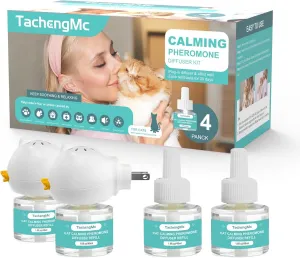 Cat Calming Diffuser, Cat Pheromones Calming Diffuser with 2 Diffuser   4 Refill 48ml, 6-in-1 Cat Anxiety Relief Cat Pheromone Diffuser Kit 120 Days, Pheromone Diffuser to Calm Cats