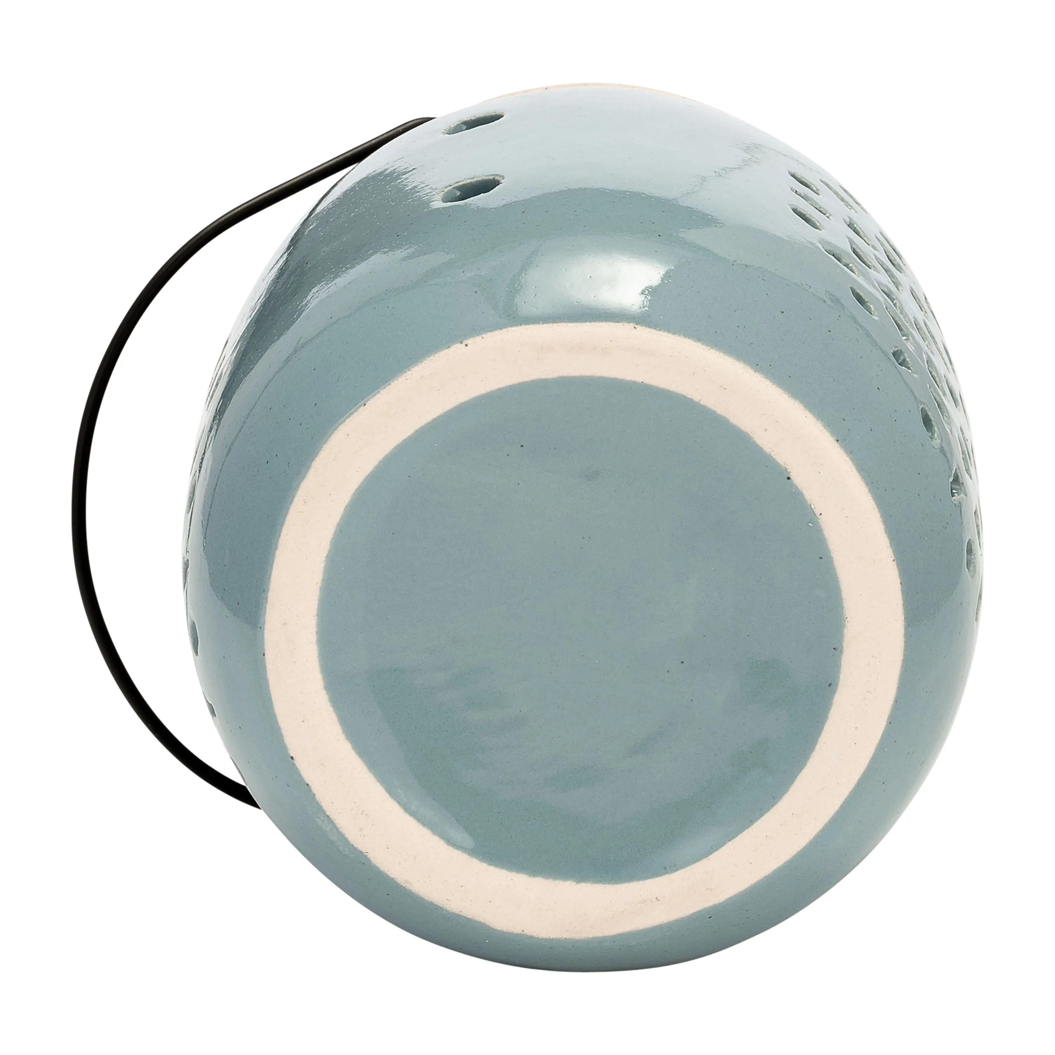Ceramic 6" Flower Cut Out Lantern Cameo Blue