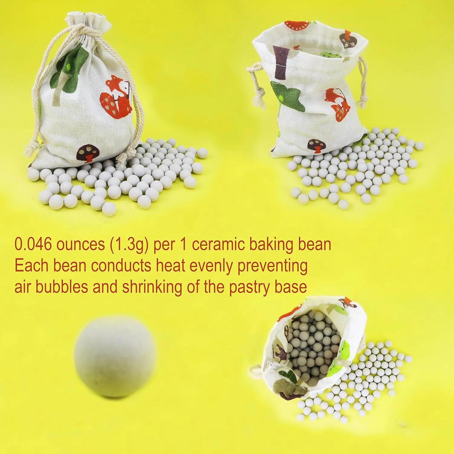 Ceramic Baking Beans Pie Baking Beads Pie Weights with Storage Bag Food Grade Ceramic Baking Tools (1 Pound)