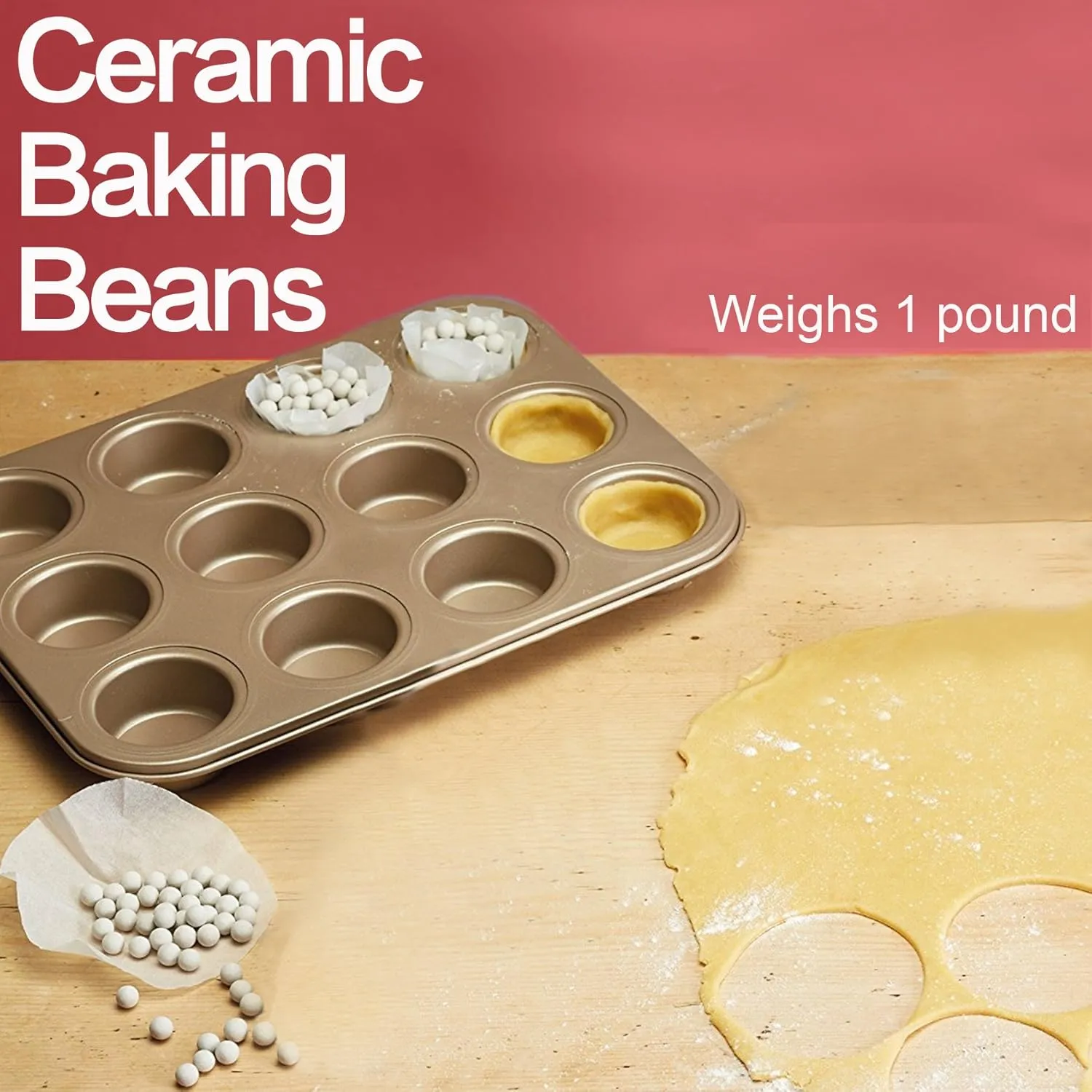 Ceramic Baking Beans Pie Baking Beads Pie Weights with Storage Bag Food Grade Ceramic Baking Tools (1 Pound)