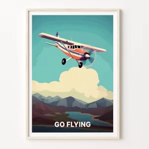 Cessna Skyhawk Aviation Poster, Vintage Airplane Art for Pilots, Adventure Travel Decor, Aircraft Wall Art