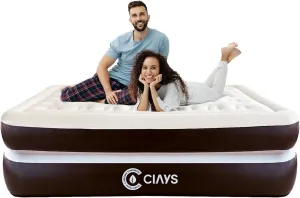 Ciays Air Mattress with Built-in Pump, Blow Up Mattress with Carrying Bag for Home and Camping, Flocked Top Inflatable Air Bed for Guests, Family