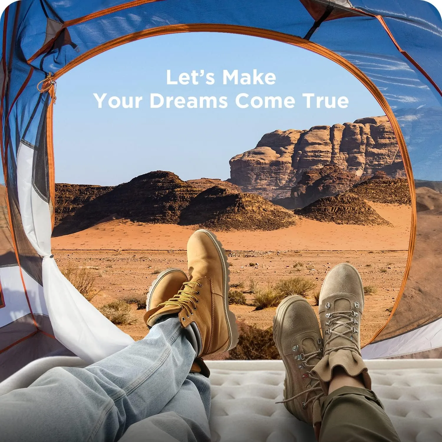 Ciays Air Mattress with Built-in Pump, Blow Up Mattress with Carrying Bag for Home and Camping, Flocked Top Inflatable Air Bed for Guests, Family