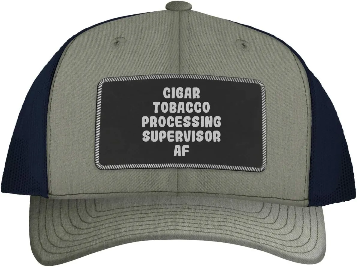 Cigar Tobacco Processing Supervisor AF - Leather Black Patch Engraved Trucker Hat